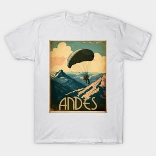 Andes Paragliding Vintage Travel Art Poster T-Shirt